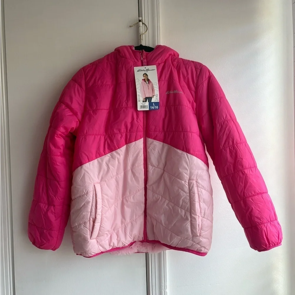 Eddie Bauer Youth Reversible plush Jacket NWT 14/16